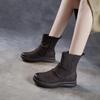 Johnature Genuine Leather Thick Soled Pleated Short Boots Side Zipper Soft Soled Cowhide Women's Boots