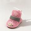 4Pcs Mesh Dog Shoes Non Slip Elastic Strap Cooling Pet Sandals Soft Sole Wear Resistant Boots for Summer Walking Use
