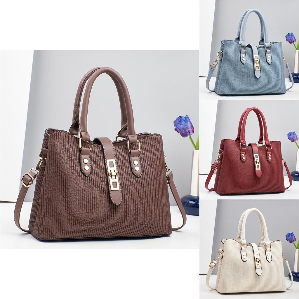 Trendy Crossbody Pu Leather Tote Bag For Women Ample Space In Blue And Beige