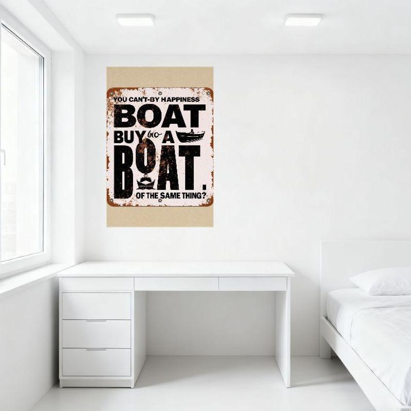 Vintage 'You Can't Buy Happiness' Metal Tin Sign - Boat Buy a Boat Humorous Iron Plaque for Home Bar Man Cave Decor