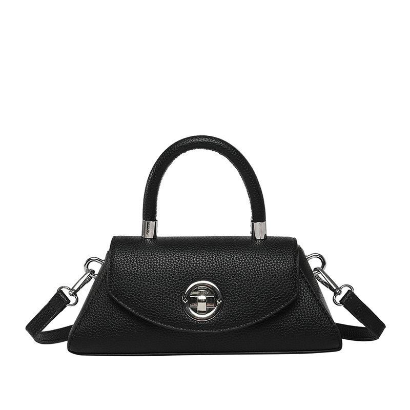 Popular Simple Temperament High-end Lychee Pattern Trapezoidal Portable Small Square Bag Casual Versatile Foreign Style Messenger Bag