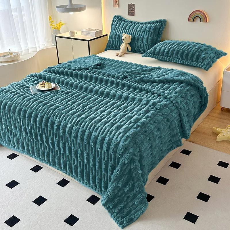 

Современный и простой плед из кроличьего меха, всесезонный, универсальный, однотонный, утолщенный, многофункциональный, офисный плед для кондиционера 120x100cm 1pcs