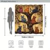 Whimsical Cats On Tree Branches Shower Curtain - 9 Unique Feline Designs, Golden & Black Swirls, 12 Hooks, Fantasy Bath Decor