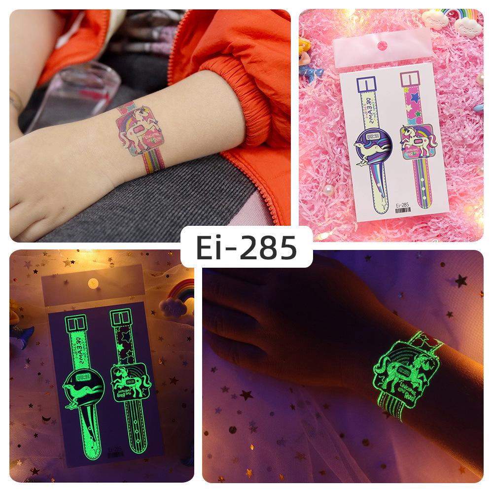 Rikalong Waterproof Luminous Cartoon Tattoo Stickers for Kids - Glow-in-the-Dark Watch Design