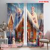 2pcs,2D Plane Printing Contemporary Curtains Gingerbread House Snowman Candy (3) Polyester Easy Install (without Rod) Festive
