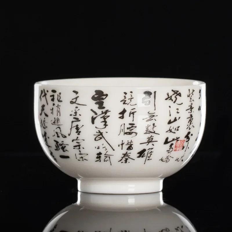 

1 шт. китайская изысканная керамическая чашка для чая, ручная работа, Священное Писание, мастерские чашки, эксклюзивная чайная чаша, чашка для медитации, ретро-чайный набор, аксессуары 200ml