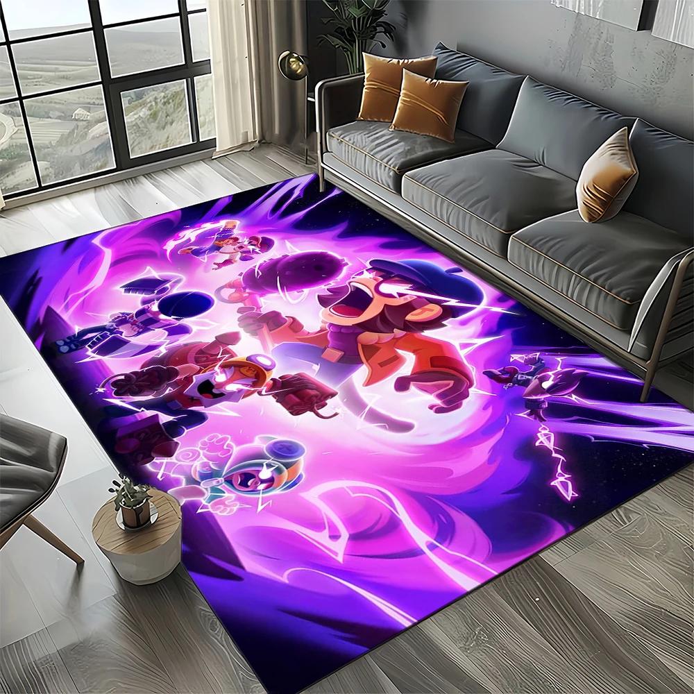 HOT B-Brawlls Cartoon Game 3D Print Rug Carpet for Living Room Bedroom Home Decor,kids Play Non-slip for Sofa Doormat