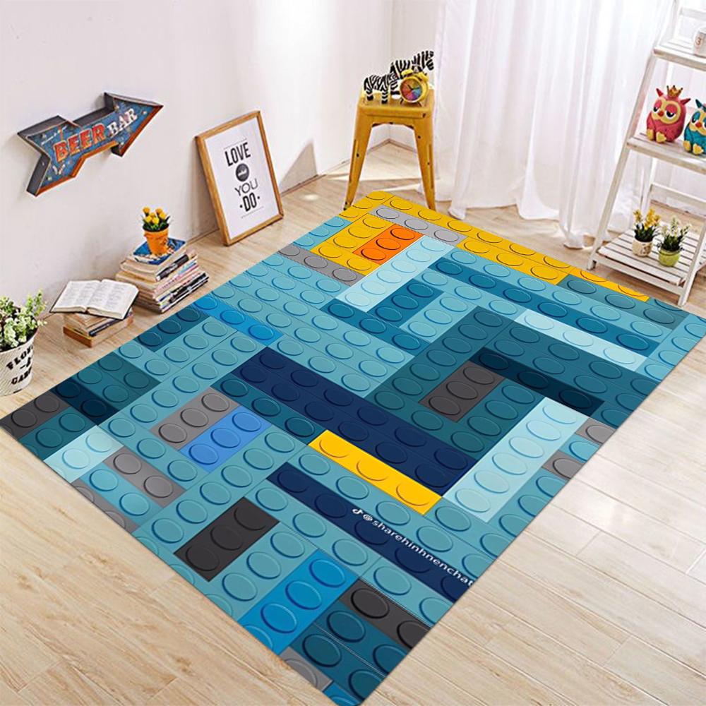 

Color Lattice Carpet Squares 3D Printing Bedroom Living Room Hallway Long Strip Anti-slip Area Rug Sofa Doormat Home Mats Decor 50X80CM