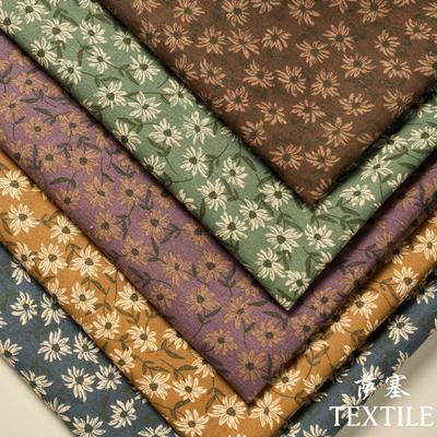 Cotton Linen Small Floral Printed Fabric For Women's Clothing, Decorative Fabric DIY Handmade Sewing Cloth