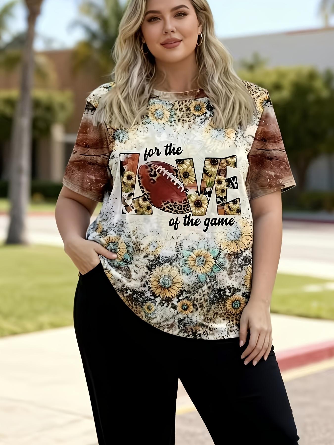 

Women s Printed Rugby Casual Comfortable Short-sleeve T-shirt 3XL