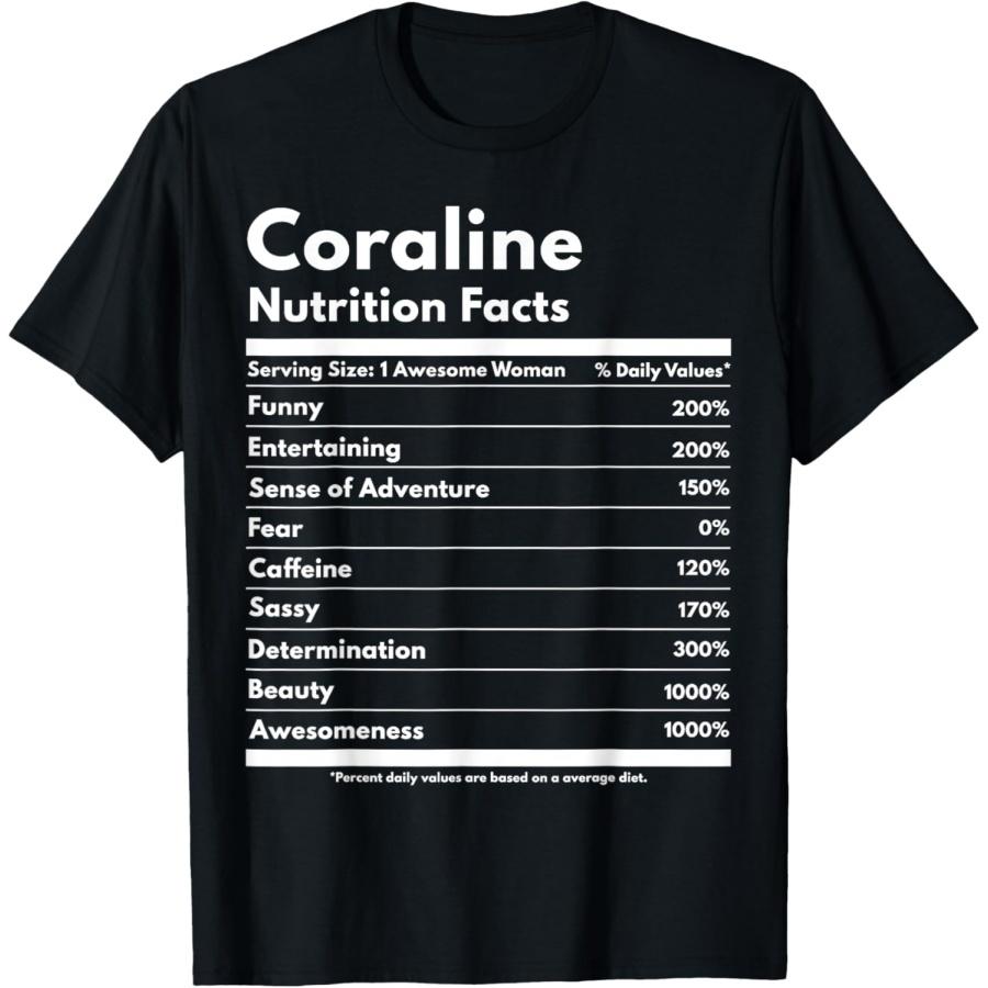 Коралина Пищевая ценность Забавная Персонализированное Имя Коралина Футболка S