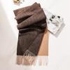 Autumn and Winter New Light Luxury Pure Wool Scarf Women's Water Ripples Gradually Change Narrow Scarf Versatile Warm Shawl
