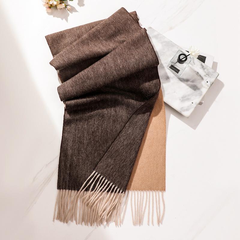Autumn and Winter New Light Luxury Pure Wool Scarf Women's Water Ripples Gradually Change Narrow Scarf Versatile Warm Shawl