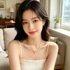 Heartbeat Gold Necklace for Women, Simple Elegant Design, ECG Style Niche Fashion Internet Celebrity Cold Tone Collarbone Chain Trendy
