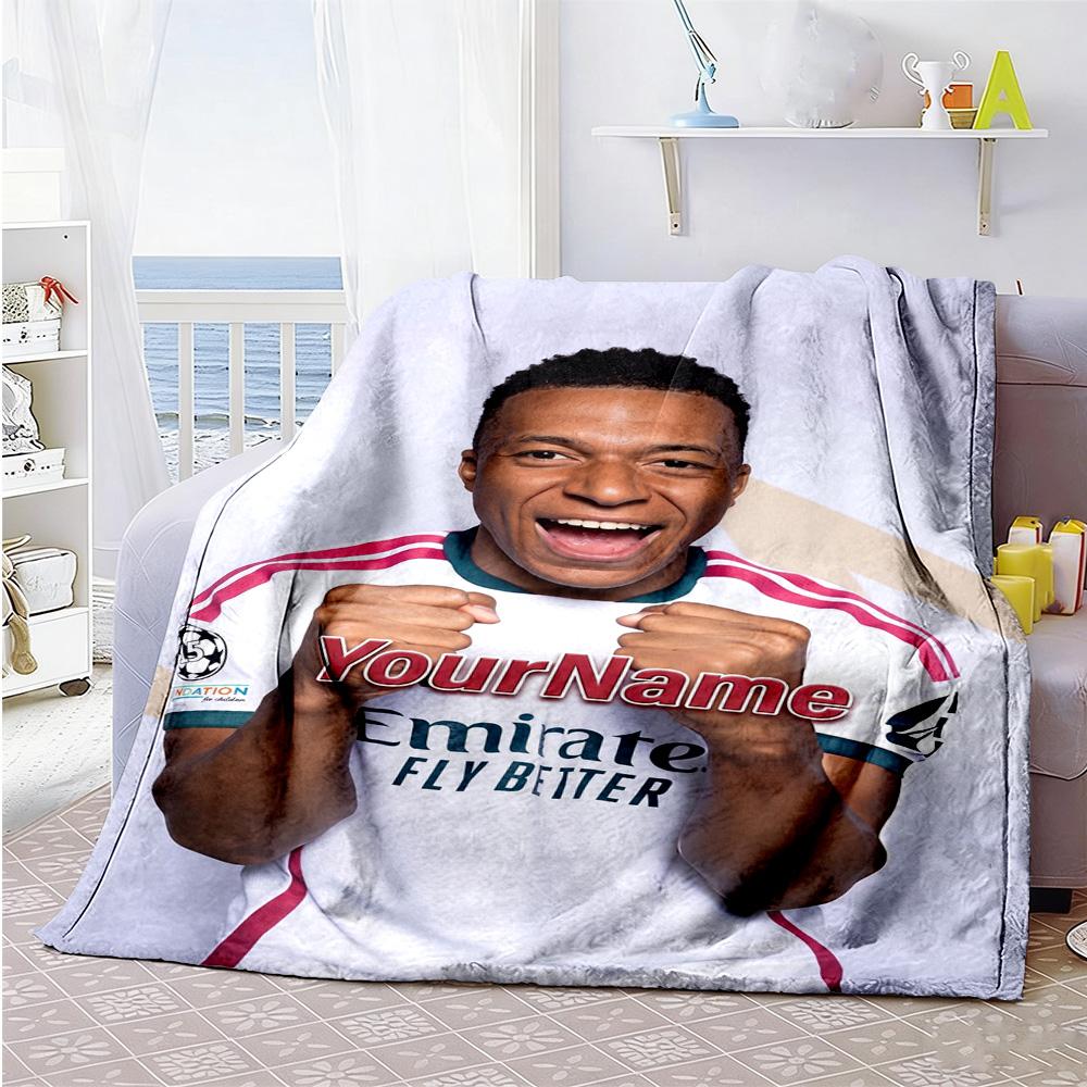 Mbappe 275 Personalisierbare Decke Gemütliche Personalisierbare Decke Bequem Geeignet für Sofa Strandstuhl Büro Ganzjahresnutzung