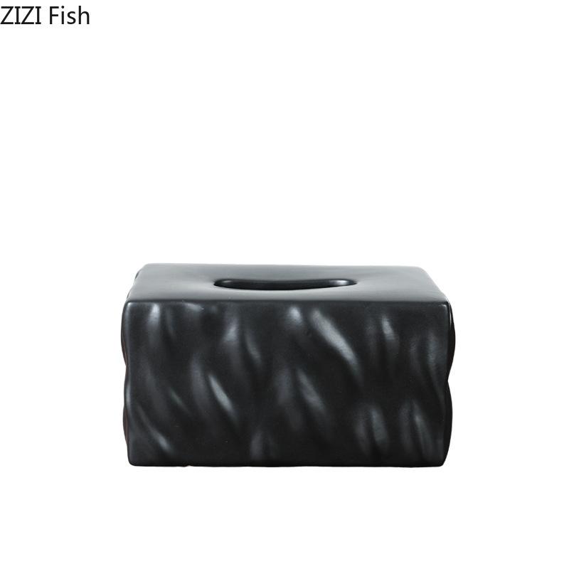 Creative Uneven Texture Tissue Box Coffee Table Desk Decoration Minimalism Ceramic Tissue Box Bedside Table Paper Towel Case