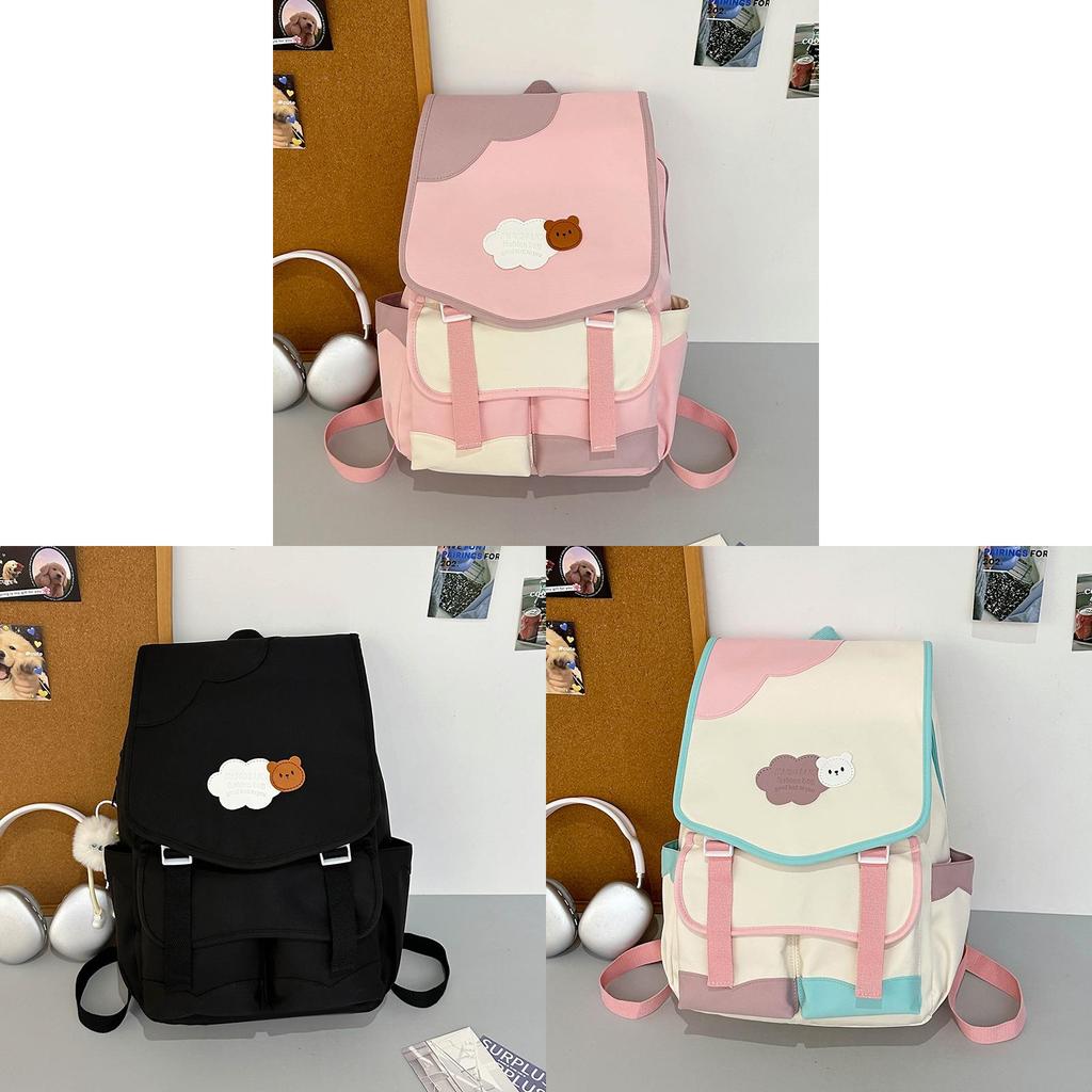 Cute Neon Color Nylon Backpack For Girls With Design For School And College