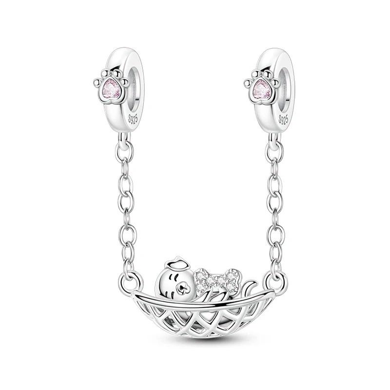 New Real Copper Cute Cat Couple Swing Pendant For DIY Style Original Design Arm Bracelet Women Jewellery Gifts
