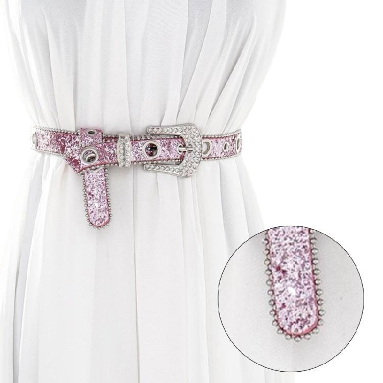 Fashion Adult Rhinestone Belt for Dress Sequins Waist Belt Locomotive Style Belt