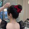 Delicato fermaglio per capelli con fiocco in velluto Fermaglio per capelli grande premium Fermaglio per capelli con perla francese sul retro