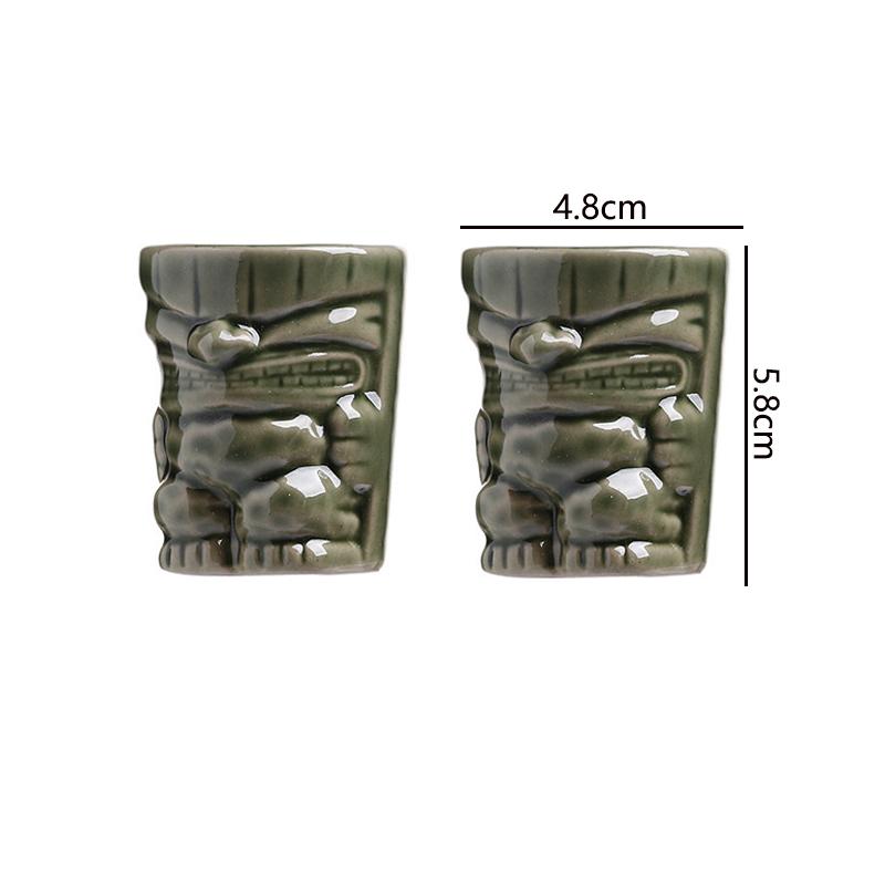 

60ml 2pcs Set Creative Hawaiian Funny TiKi Cup Ceramic Cocktail Glass Mini Beverage Cold Drink Mug Home Decoration Family Gifts 2pcs
