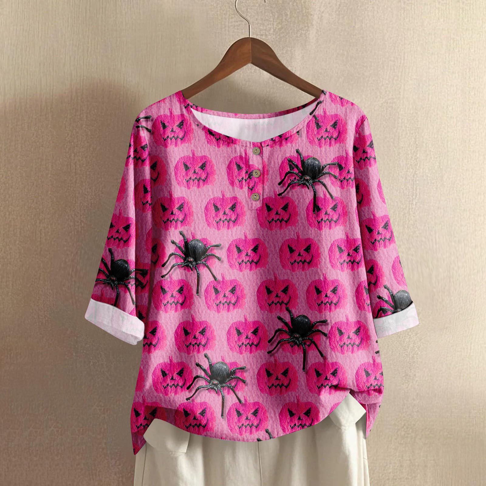 

Женская мода повседневная хэллоуинская принтованная блузка с длинным рукавом и V-образным вырезом XL