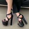 New Summer Gladiator Chunky Platform Buckle Strap Women Sandals Fashion Open Toe Square High Heels Female Shoes