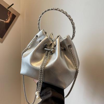 Popular Chic Handbag For Women Korean Style Summer New All-matched PU Leather Chains Female Crossbody Bucket Bags
