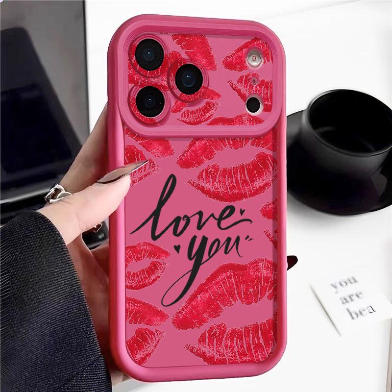 Shockproof Phone Case For iPhone 17 Pro Max Case iPhone 16 15 14 13 Pro Max 11 17e 16e Fashion Kiss Lips Print Soft Silicone Bumper Cover