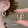 Geometric Rhombus Pendant Ear Buckle Fashionable Simple Versatile Temperament Earrings Niche Design Earrings Women