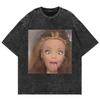 Cotton Vintage Washed Kawaii Disgusting Doll Face Funny Meme T Shirt  Fashion Menwomen Male Acid Wash Tees Vintage