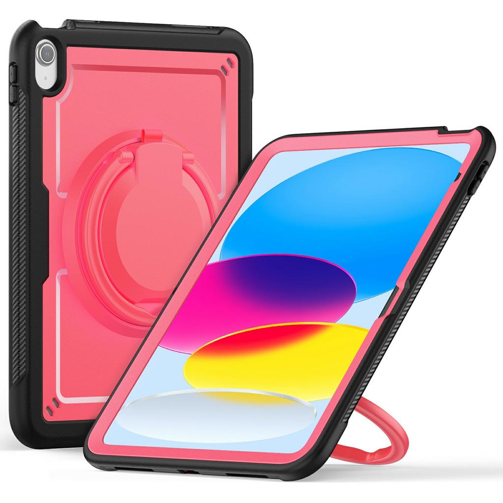 For iPad (2025)/10.9 (2022) Case PC+TPU Kickstand Tablet Cover with Pencil Holder,Shoulder Strap