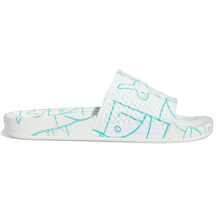 Mark Gonzales X Adidas Shmoofoil Slide Allover Print Unisex Sneakers White Cloud-White Semi-Mint-Rush-Melon GW3161