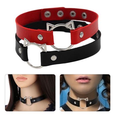 Charm Round Trendy PU Leather Vintage Cat Head Gift Choker Harajuku Punk Women Necklaces Gothic Jewelry