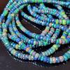 Faceted Rainbow Flashy Rondell Ethiopian Opal Beads, Healing Black Faceted Strand.