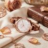 BUREI womens watch analog display quartz waterproof leather strap slim large dial cute simple stylish lightweight women popular students work daily