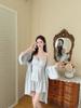 Summer Sexy V-neck Suspender Shorts Pajamas Three-piece Women's Sweet Ice Silk Cool Loungewear Ins Style