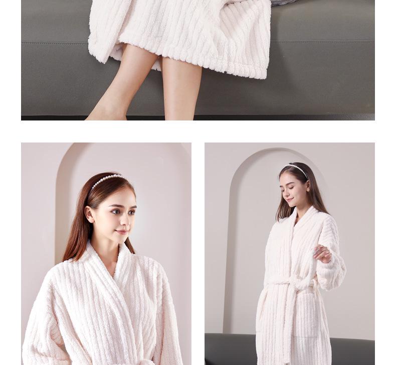 Women's Coral Fleece Thick Velvet Lined Bathrobe - Cozy Autumn/Winter Long Robe Pajamas