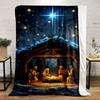Nativity Scene Under Starry Sky Patterned Flannel Blanket Perfect for the Bedroom Living Room, Sofa, or a Little Nap