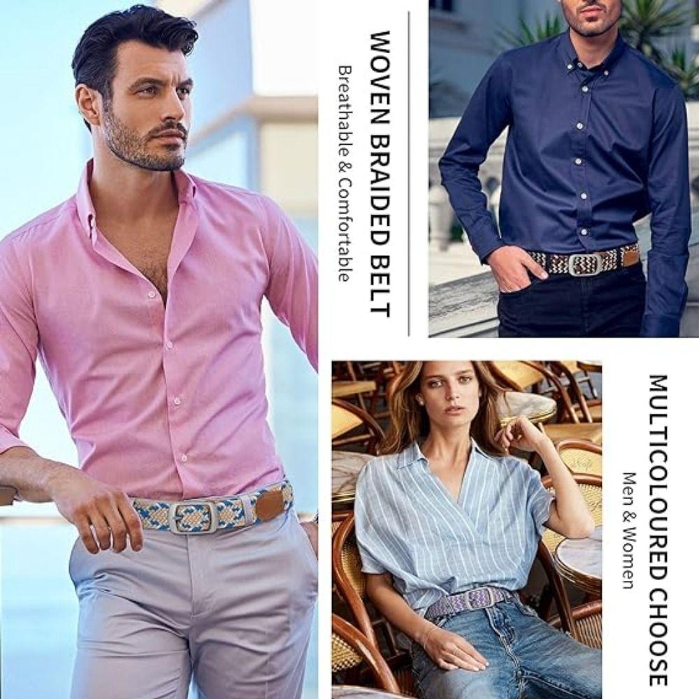 No Hole Stretch Woven Belt Multicolored Men's Waistband Premium Elastic Braided Belt  Sports