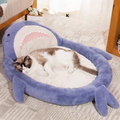 Neues Herbst- und Wintersofa-Haustiernest, rutschfest, niedliches Katzennest in Form eines Weißen Hais, Hundenest, Schlafmatte, Haustierbett