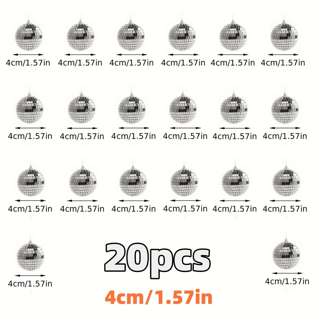 30pcs Mini Disco Ball Ornaments Reflective Glass Silver Baubles for Mardi Gras Disco Party Decor Sparkling Christmas Tree Gift