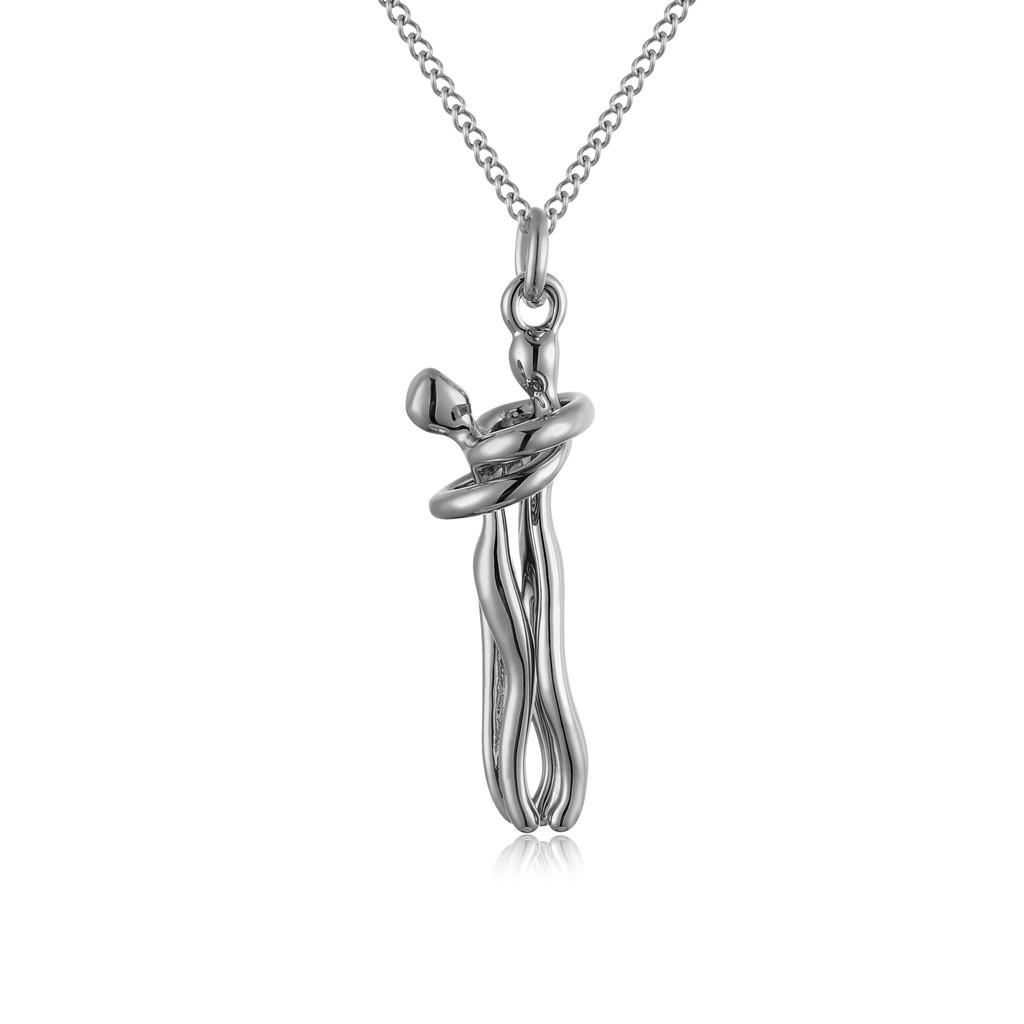 Stylish Couple Embrace Pendant Necklace For Lovers With Cartoon Charm In Black