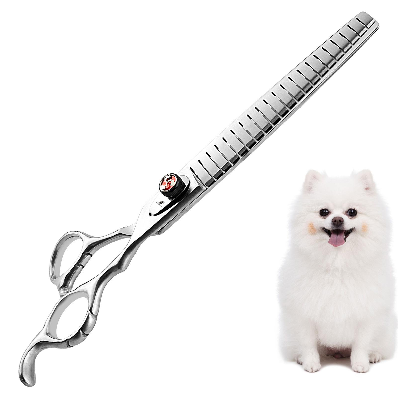7.5-inch Fishbone Tooth Pet Grooming Shear with Reverse Tooth for Hair Trimming