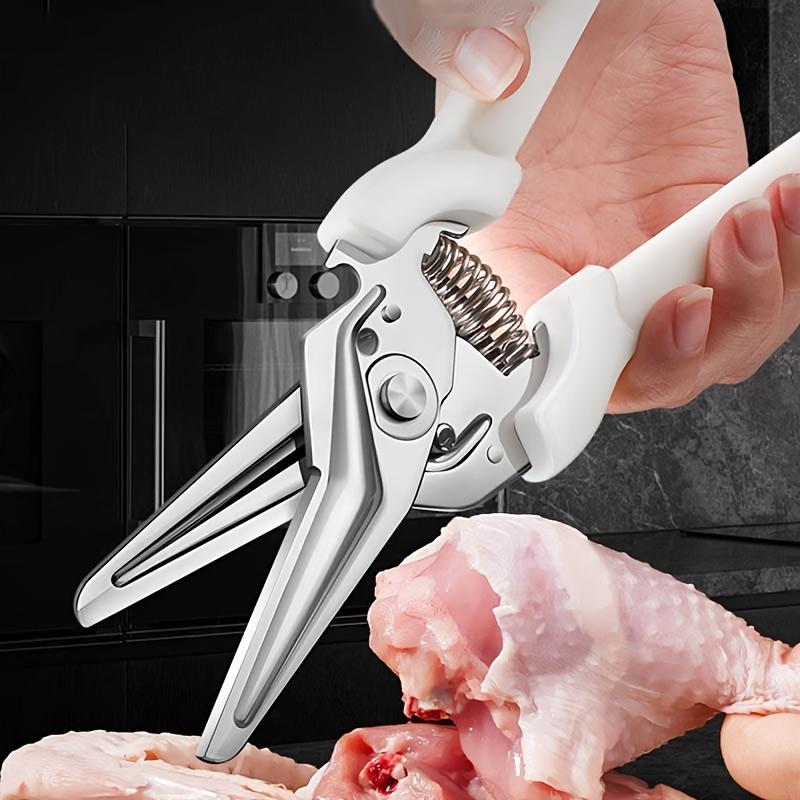 1pc Heavy Duty Stainless Steel Kitchen Scissors with Sheath , Perfect for Cutting Chicken, Duck, Goose Bones, Fish, Vegetables, and Herbs