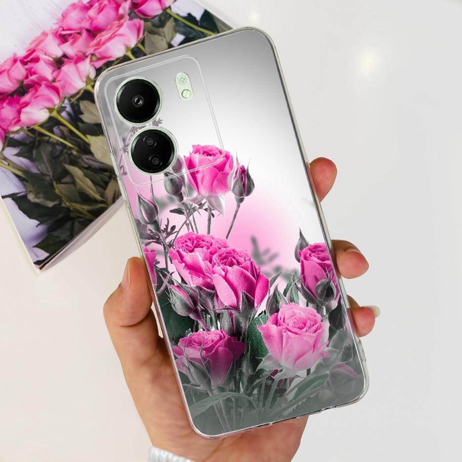 For Xiaomi Poco C65 Case Cute Cat Butterfly Cover Soft TPU Phone Case For Xiaomi Redmi 13C Redmi13C PocoC65 Fundas 6.74'' Bumper
