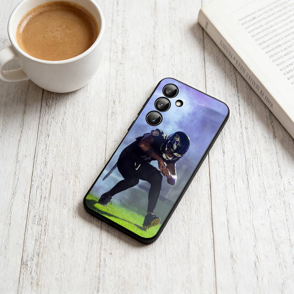 L-Lamar Jackson  Phone Case Black Silicone Soft For Samsung Galaxy A73,A72,A71,A70,A53,A52,A51 Samsung a21