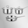3pcs/Set Pot Stainless Steel Cookware of Frying Pan Milk Pot and Soup Pot Kitchen Utensil