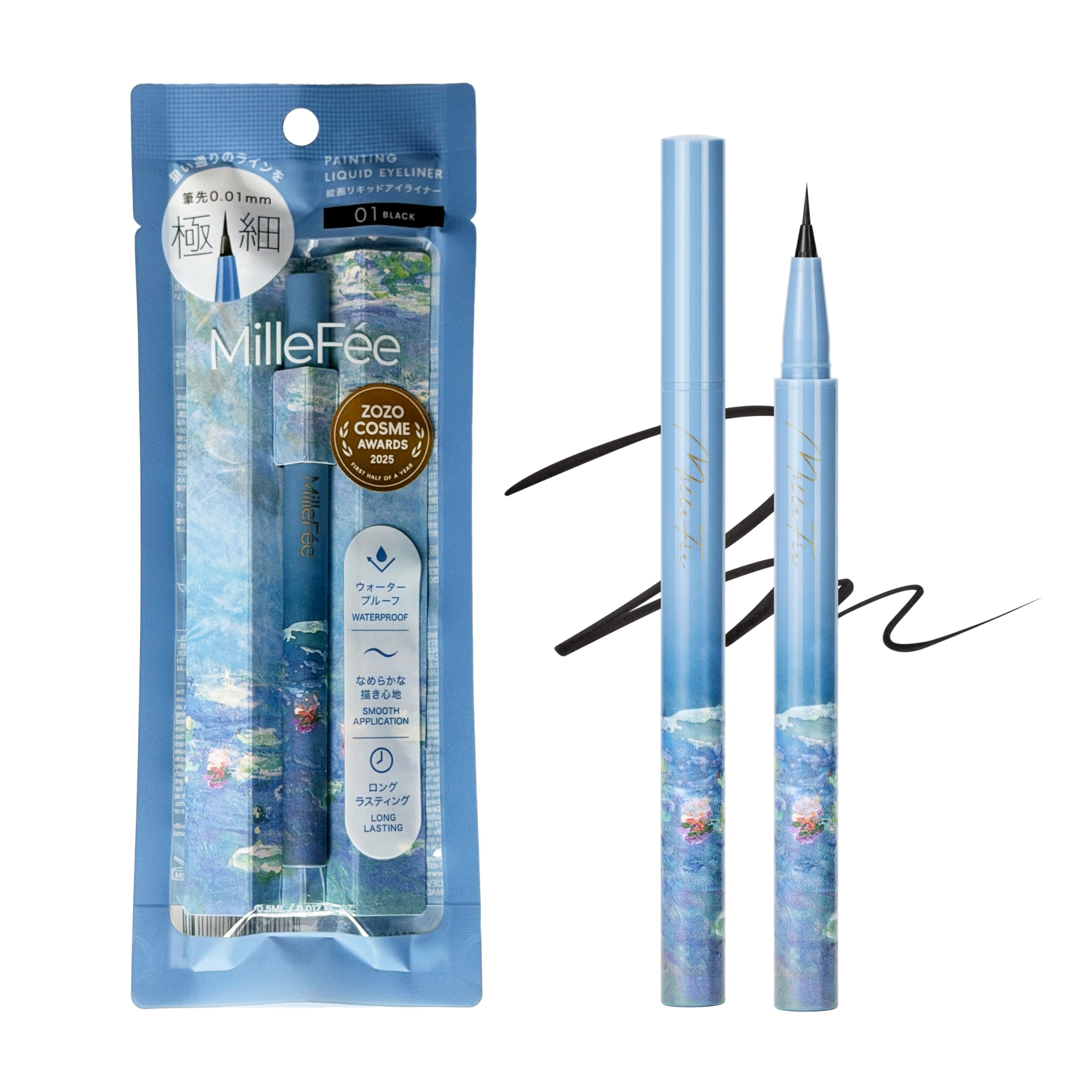 MilleFee Painting Liquid Eyeliner N (01 Black) Liquid, Smudge-proof, Waterproof, Ultra-fine Liner