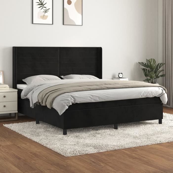 VidaXL Divan Bed with Mattress Black 180x200 Cm Velvet 3132755